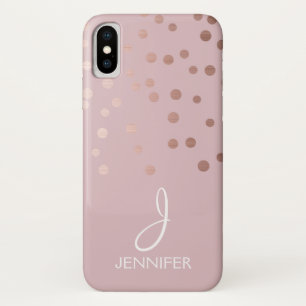 Rose Gold Foil Girly Confetti Monogram Case-Mate iPhone Case