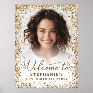 Rose Gold Foil Glitter 18th Birthday Photo Welcome Poster