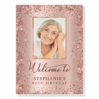 Rose Gold Foil Glitter 80th Birthday Photo Welcome
