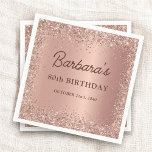 Rose Gold Foil Glitter 90th Birthday Name Napkin<br><div class="desc">Celebrate in style with these Rose Gold Foil Glitter 90th Birthday Name Napkins. Featuring sparkling rose gold foil glitter and personalised with the name of the birthday honoree, these napkins add an elegant touch to your 90th birthday party. Perfect for a sophisticated and memorable event, they bring a touch of...</div>