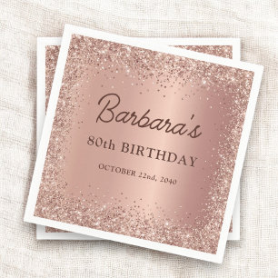 Rose Gold Foil Glitter 90th Birthday Name Napkin