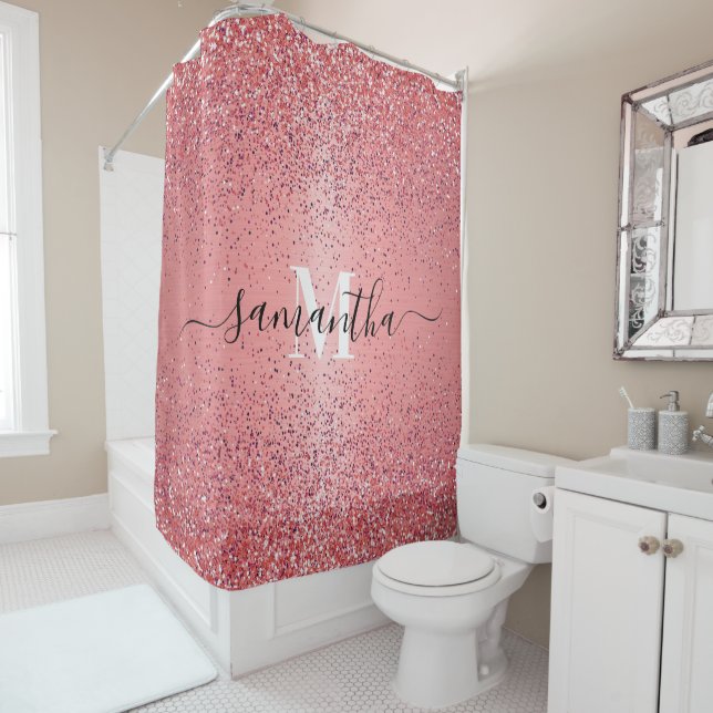Rose Gold Foil Glitter Shower Curtain (In Situ)