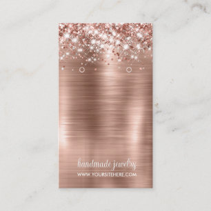 Rose Gold Foil Glitter Signature Earring Display  Business Card