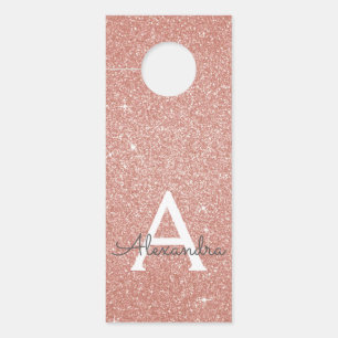 Rose Gold Foil Glitter Sparkle Monogram Door Hanger
