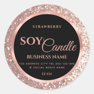 Rose gold foil glittery soy candle classic round s classic round sticker