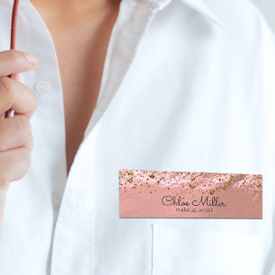 Rose Gold Foil Glittery Stylish Chic Makeup Artist Name Tag