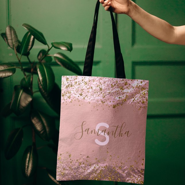 Rose Gold Foil Glittery Stylish Chic Modern Fancy  Tote Bag (Creator Uploaded)