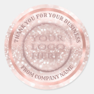 Rose gold foil glittery thank custom logo classic  round sticker