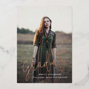 Rose Gold Foil Grad Photo Graduation Announcement