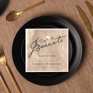 Rose Gold Foil Graduate Graduation Party Paper Napkin