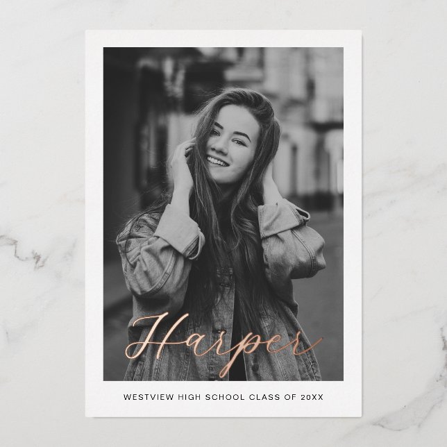 Rose Gold Foil Graduation Announcement (Front)