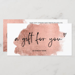 rose gold foil heart logo gift certificate