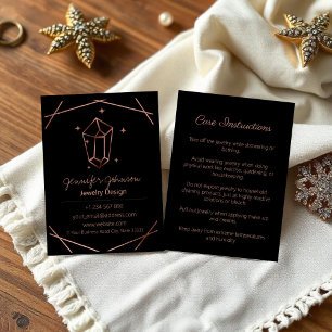 Rose Gold Foil Jewellery Care Business Card