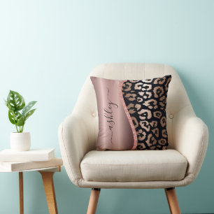 Rose Gold Foil Leopard Print Cushion