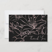 Rose Gold Foil Line Art Floral Bridal Shower  Thank You Card (Front)
