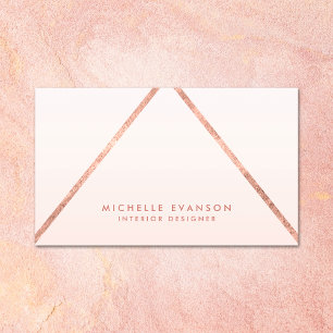 Rose Gold Foil Lines Blush Pink Ombre Elegant Business Card