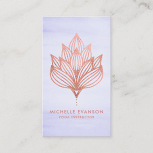 Rose Gold Foil Lotus Flower Purple Watercolor Business Card