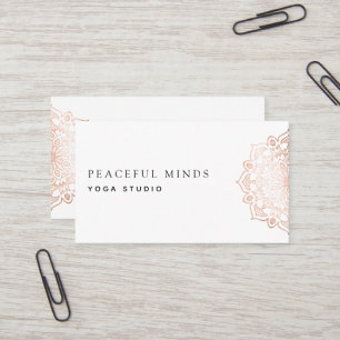 Rose Gold Foil Mandala Yoga Instructor Business Card