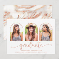 Rose Gold Foil Marble Arch 3 Photo Graduation