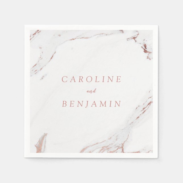Rose gold foil marble luxury modern wedding napkin (Front)