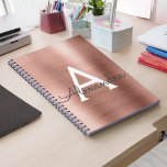 Rose Gold Foil Metallic Metal Monogram Notebook<br><div class="desc">Blush Pink - Rose Gold Faux Brushed Metal Metallic Foil Elegant Monogrammed Notebook Journal for School or Work. The notebook is perfect for going back to school or a wedding or bridal shower planner.</div>