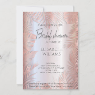 Rose gold foil metallic tropical leaves romantic invitation