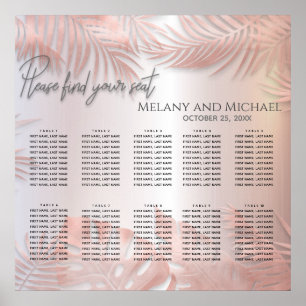 Rose gold foil metallic tropical leaves romantic poster