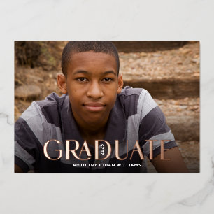 Rose Gold Foil Minimalist Photo Graduation Party