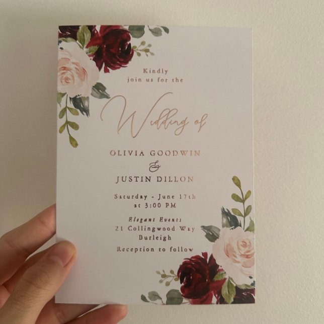 Rose Gold Foil Modern Wine & Blush Wedding (Creator Uploaded)