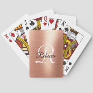 Rose Gold Foil Monogram Personalized Playing Cards