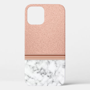 Rose Gold Foil on Marble iPhone 12 Case