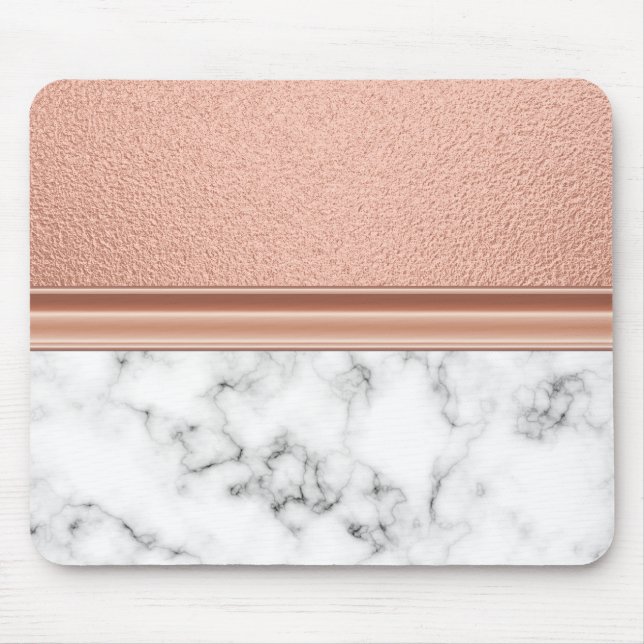 Rose Gold Foil on Marble Mouse Pad (Front)
