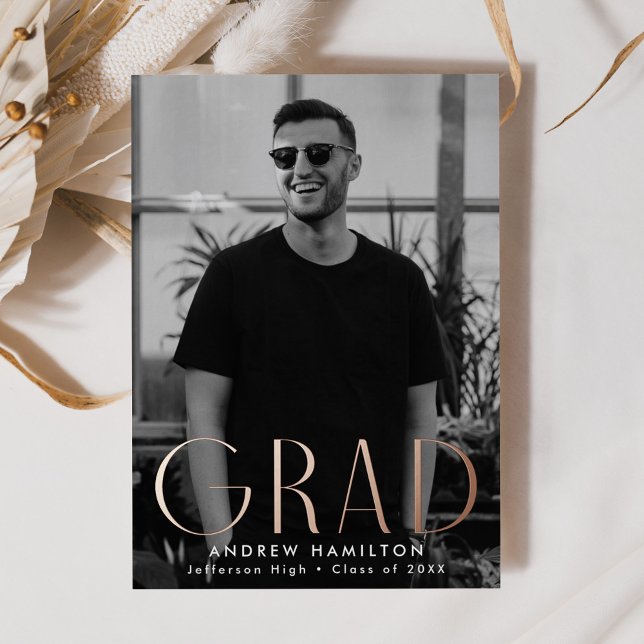 Rose Gold Foil Photo Graduation Announcement (Creator Uploaded)