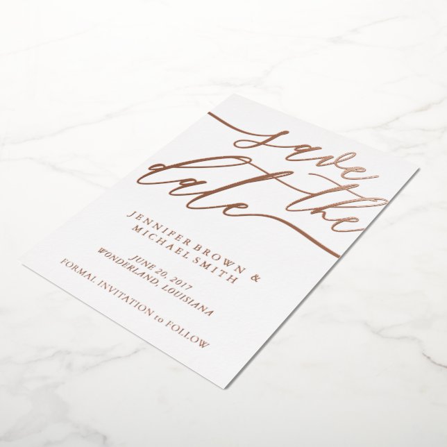 Rose Gold Foil Photo Wedding Save the Date (Rotated)