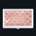 Rose Gold Foil Pink Lips Makeup Artist Business Card Holder<br><div class="desc">Lips with Lipstick Blush Pink & Rose Gold Faux Brushed Metal Foil Elegant Makeup Artist Business Card Holder. This professional Pink & Rose Gold Brushed Metal Lipstick Business Card Holder is perfect for a Makeup Artist or Beauty Salon. If the profession or name text does not fit your needs, please...</div>
