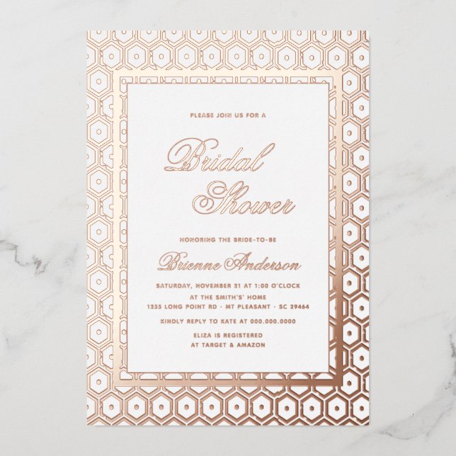 Rose Gold Foil Pressed Geometric Bridal Shower (Front)