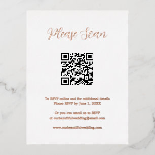 Rose Gold Foil QR Code Wedding Enclosure Card