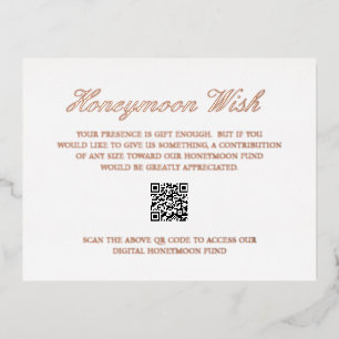 Rose Gold Foil QR Code Wedding Enclosure Card