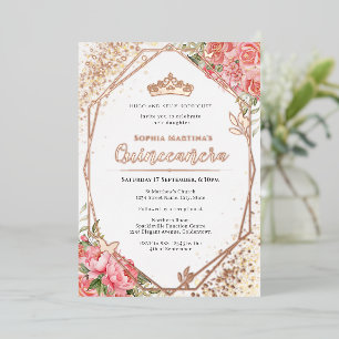 Rose Gold Foil Quinceanera invitation