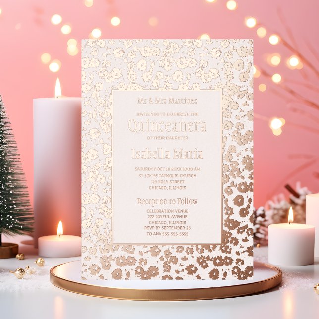Rose Gold Foil Quinceañera Invitations Floral  (Creator Uploaded)