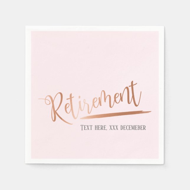 rose gold foil, retirement napkin (Front)
