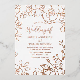 Rose Gold Foil Rose Gold Leaves Wedding