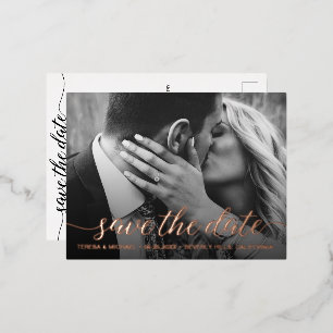 ROSE Gold foil Save the date Photo Wedding Modern Invitation Postcard