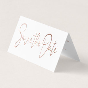 Rose Gold Foil Script Photo Save The Date Card