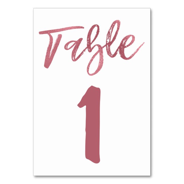 Rose Gold Foil Script Table Number (Front)