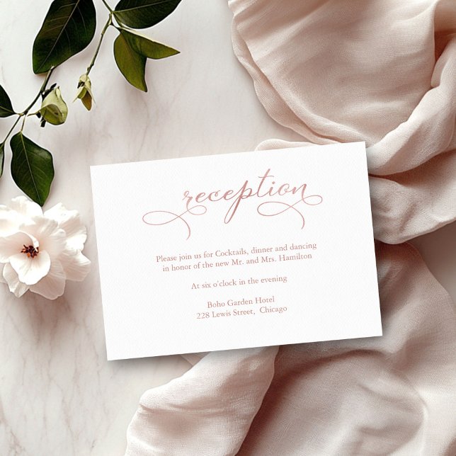Rose Gold Foil Script Wedding Reception Card (Creator Uploaded)