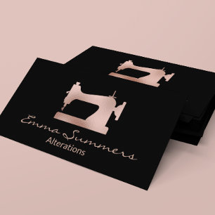 Rose Gold Foil Sewing Machine Alterations Business Card