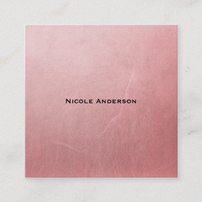 Rose Gold Foil Shine Girly Salon Minimal Chic Glam Square Business Card (Front)