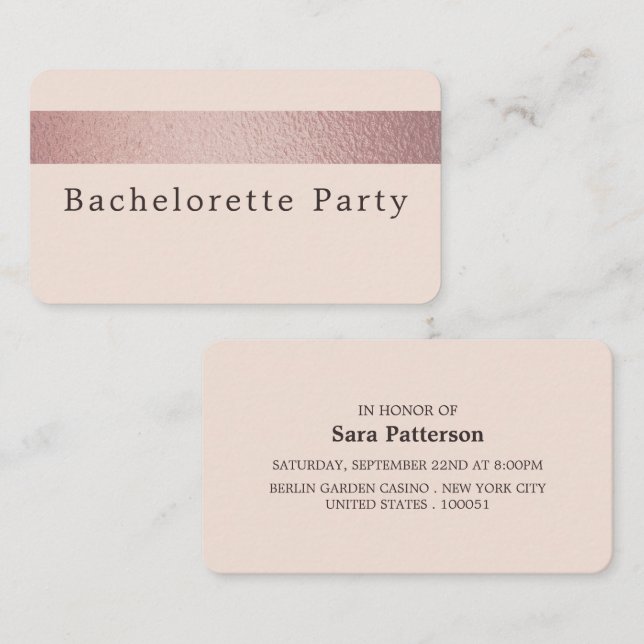 Rose Gold Foil Stripe, Bachelorette Party Ticket (Front/Back)