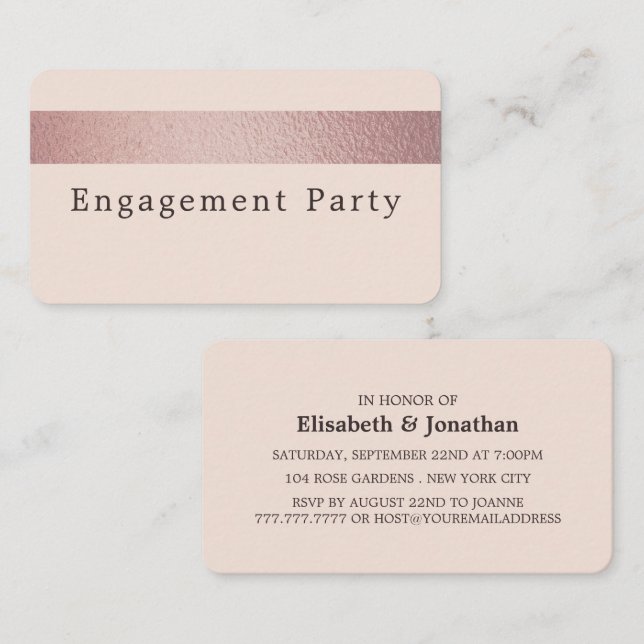 Rose Gold Foil Stripe, Engagement Party Ticket (Front/Back)
